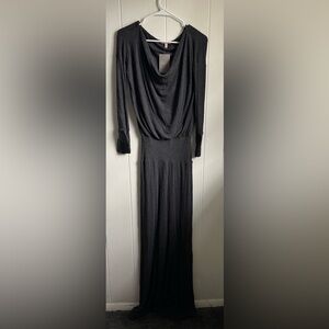 Anthropologie Dark Gray Bordeaux Cavatina cowl-neck maxi dress Sz Xs